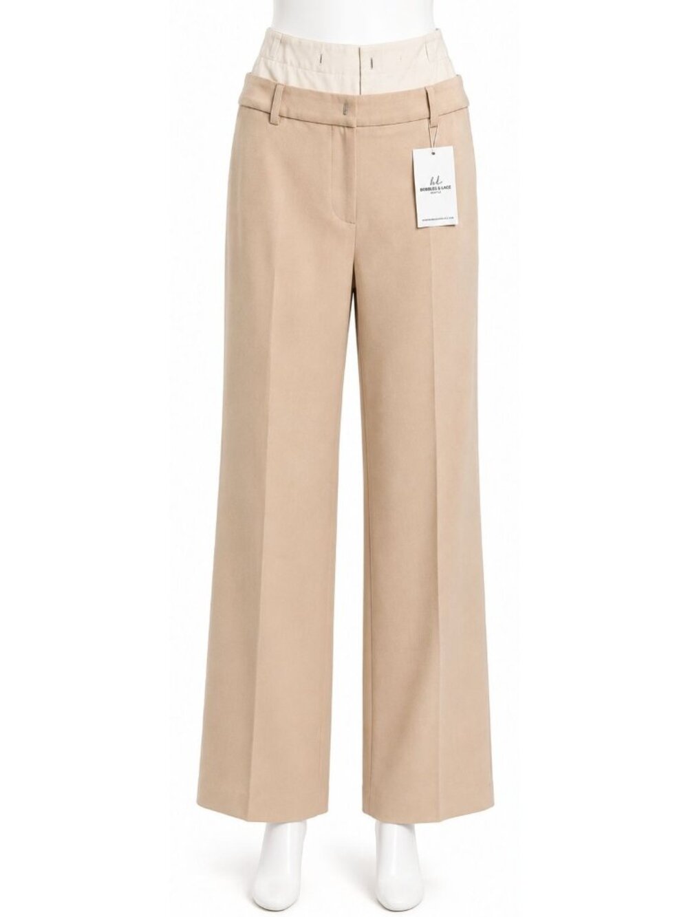Bobbles & Lace Double Down Pants Women's Small Sand Wide Leg Career NWT